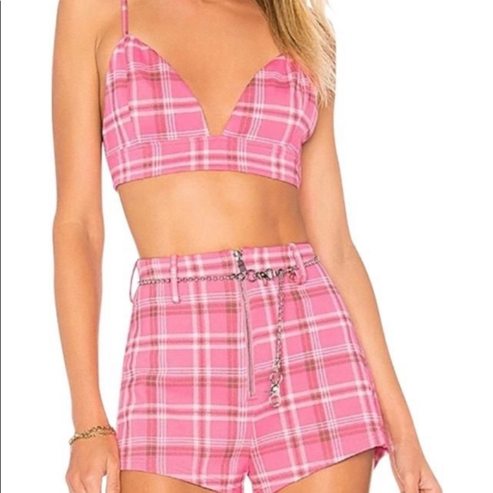 I.am.Gia pink plaid polaris SHORTS & TOP